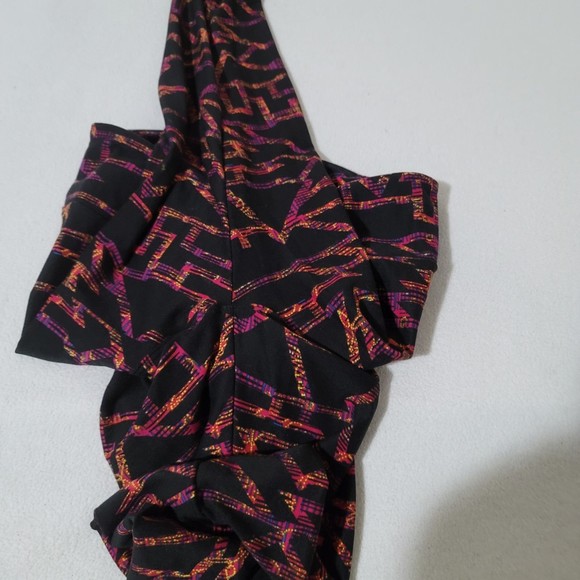 OS Lularoe Leggings Abstract line pattern orange red purple - Picture 6 of 11